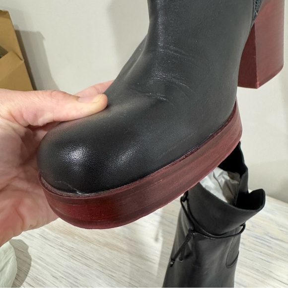 Kork-ease Mertle Black Leather Chunky Square Toe Block Heel Ankle Boots Sz 9.5 - Picture 6 of 15